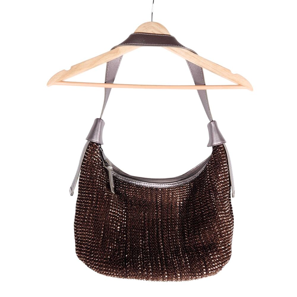 Sondra Roberts Purse Bronze Metallic Shoulder Bag Glamcore Vintage Aesthetic